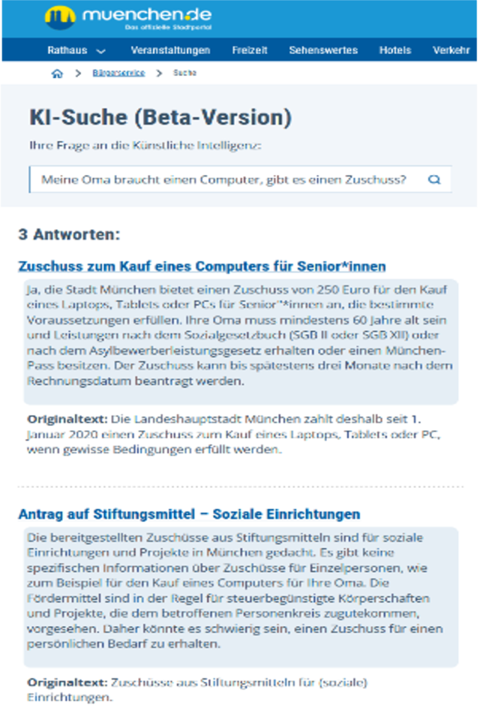 Screenshot Dienstleistungsfinder